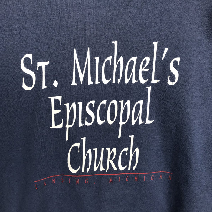 90'S Fruit of the Loom Best Printed T-shirt, Made in USA, Men's L size, Vintage cotton Navy blue Vintage Second Hand