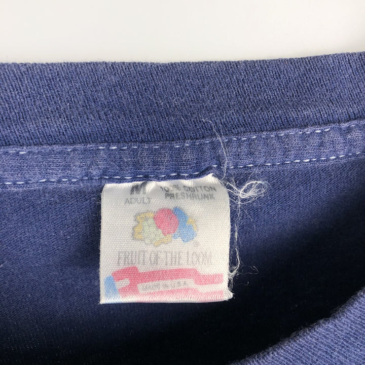 90'S Fruit of the Loom printed T-shirt, made in the USA, men's size M, vintage cotton navy blue type Vintage Second Hand