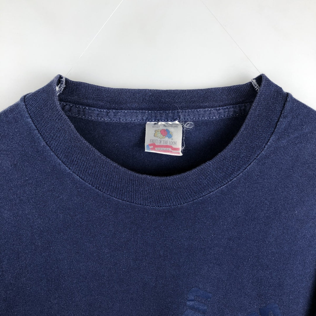 90'S Fruit of the Loom printed T-shirt, made in the USA, men's size M, vintage cotton navy blue type Vintage Second Hand