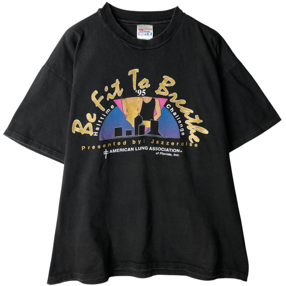 90'S Hanes BEEFY-T Printed T-shirt Made in USA Men's XL Vintage cotton black type Vintage Second Hand