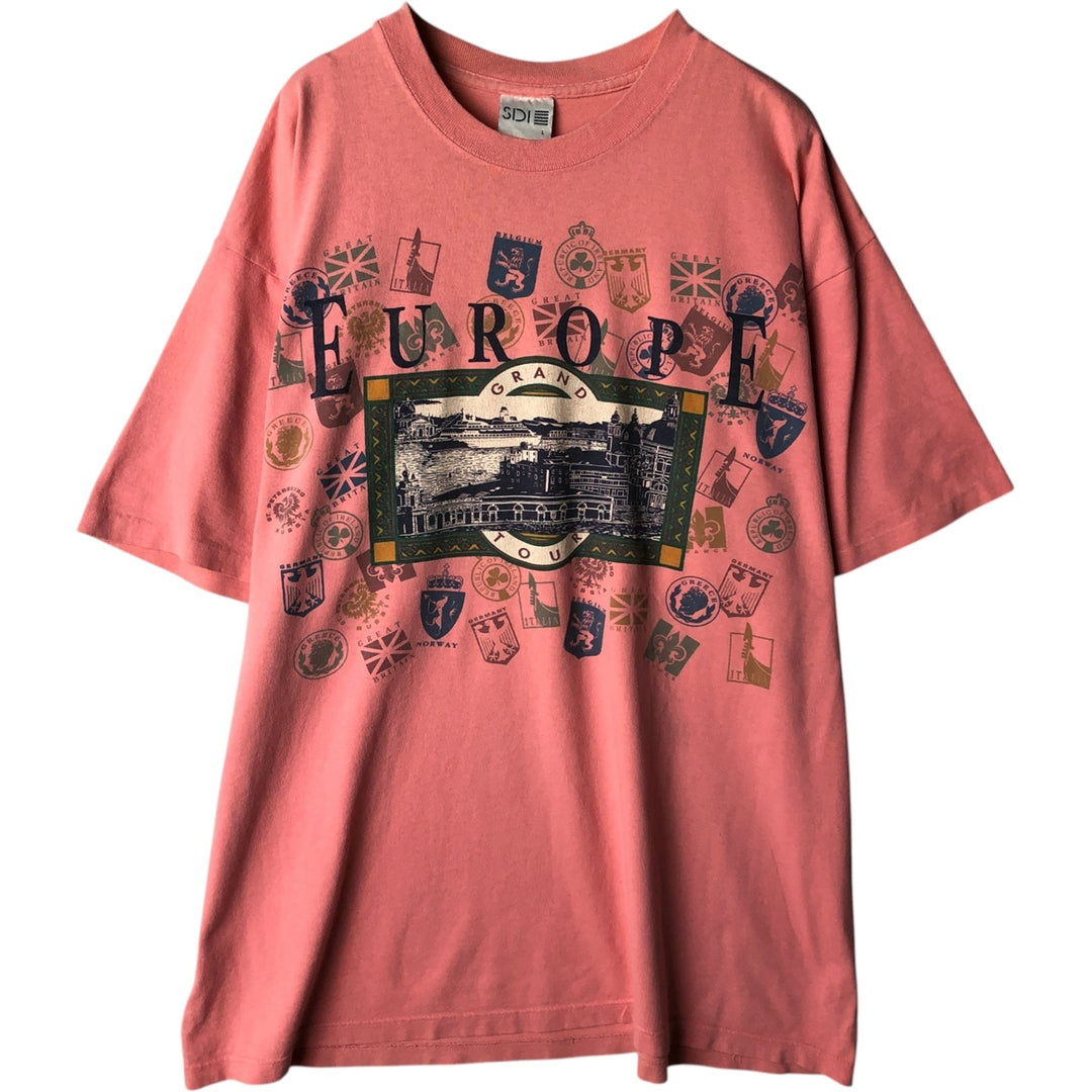90'S SDI Print T-Shirt, Made in USA, Men's Size L (Equivalent), Vintage cotton coral Vintage Second Hand