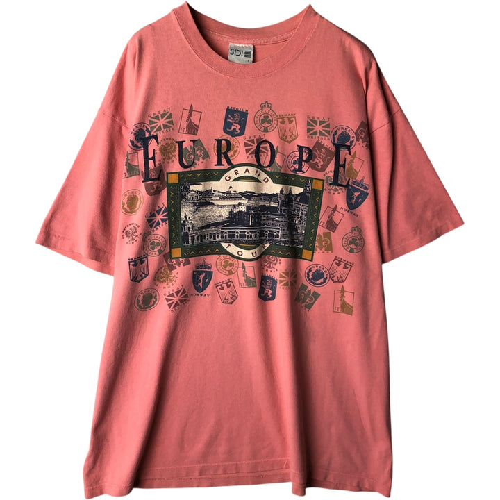 90'S SDI Print T-Shirt, Made in USA, Men's Size L (Equivalent), Vintage cotton coral Vintage Second Hand