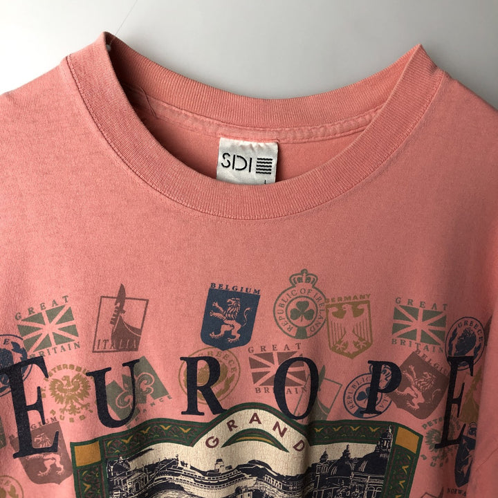 90'S SDI Print T-Shirt, Made in USA, Men's Size L (Equivalent), Vintage cotton coral Vintage Second Hand