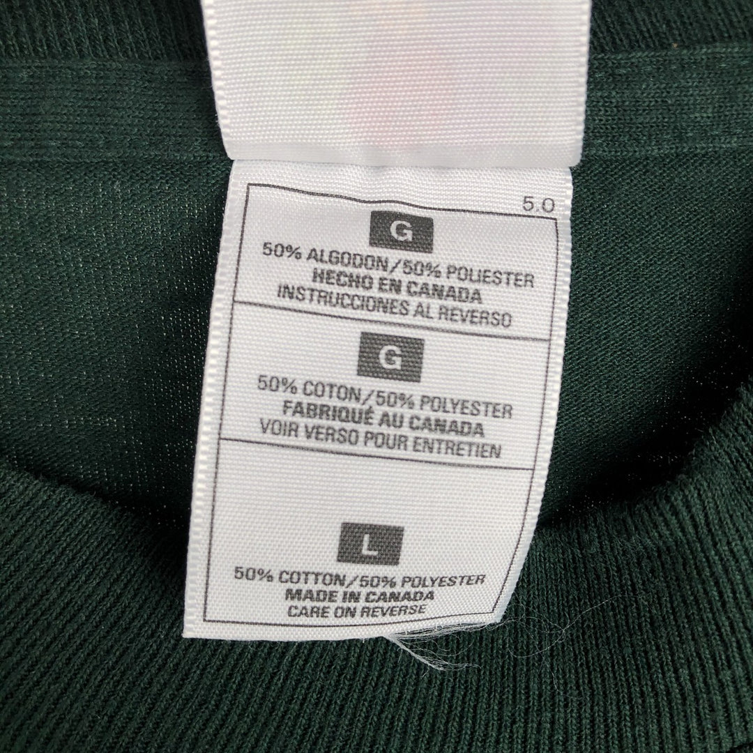 2000'S Fruit of the Loom Eagle Pattern Print T-Shirt, Made in Canada, Men's Size L (approx.) cotton green type Vintage Second Hand