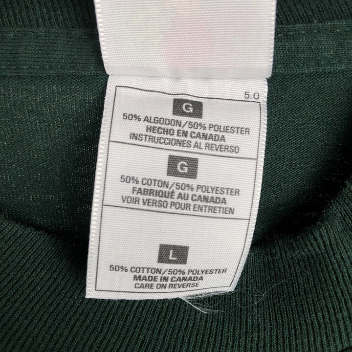 2000'S Fruit of the Loom Eagle Pattern Print T-Shirt, Made in Canada, Men's Size L (approx.) cotton green type Vintage Second Hand