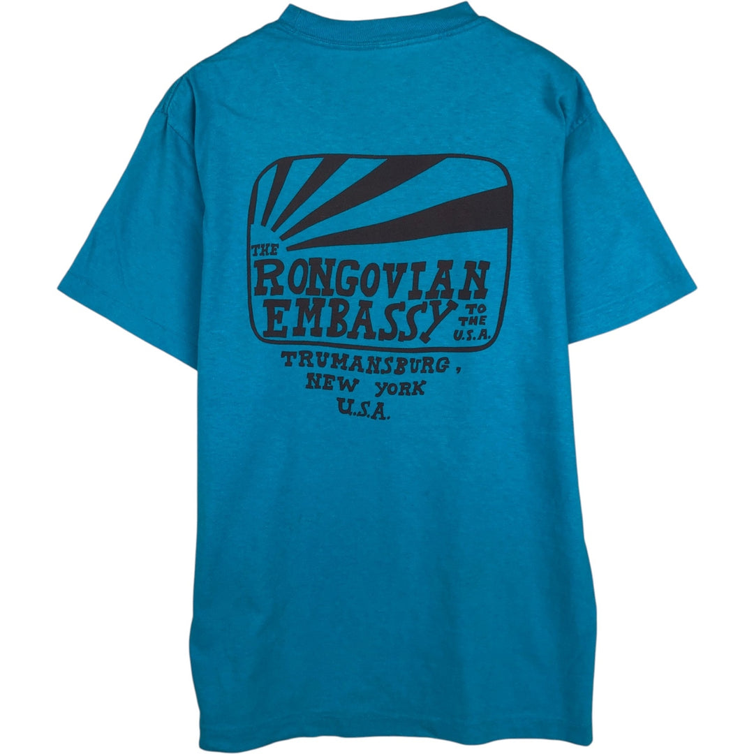 Vintage 1980'S Anvil Print T-Shirt, Made in USA, Men's Size L cotton turquoise blue Vintage Second Hand