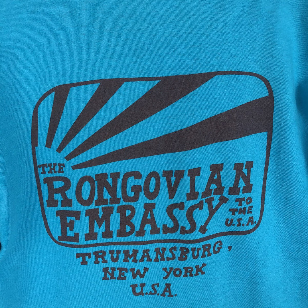 Vintage 1980'S Anvil Print T-Shirt, Made in USA, Men's Size L cotton turquoise blue Vintage Second Hand