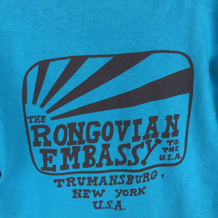 Vintage 1980'S Anvil Print T-Shirt, Made in USA, Men's Size L cotton turquoise blue Vintage Second Hand