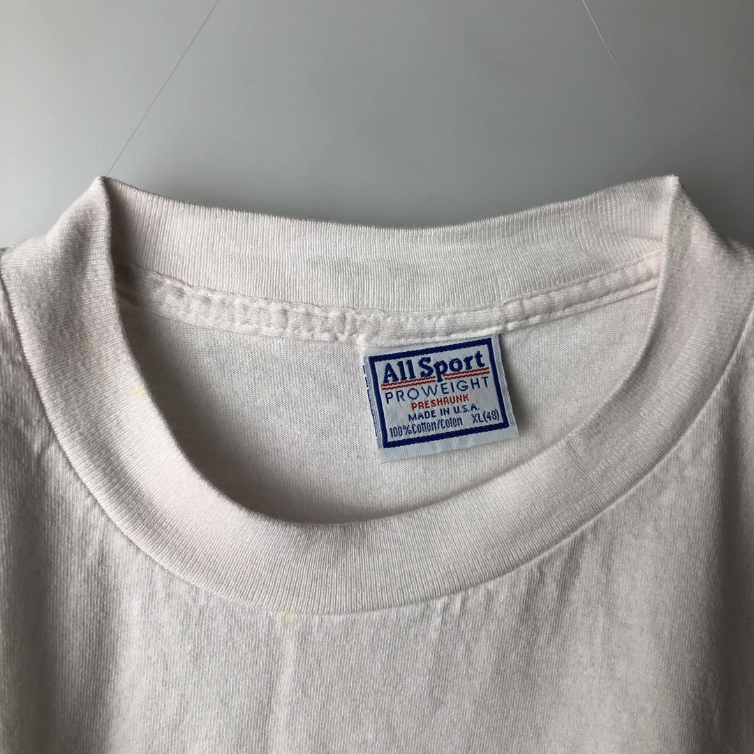 90'S All Sport PROWEIGHT Print T-Shirt, Made in USA, Men's XL equivalent, Vintage cotton white type Vintage Second Hand