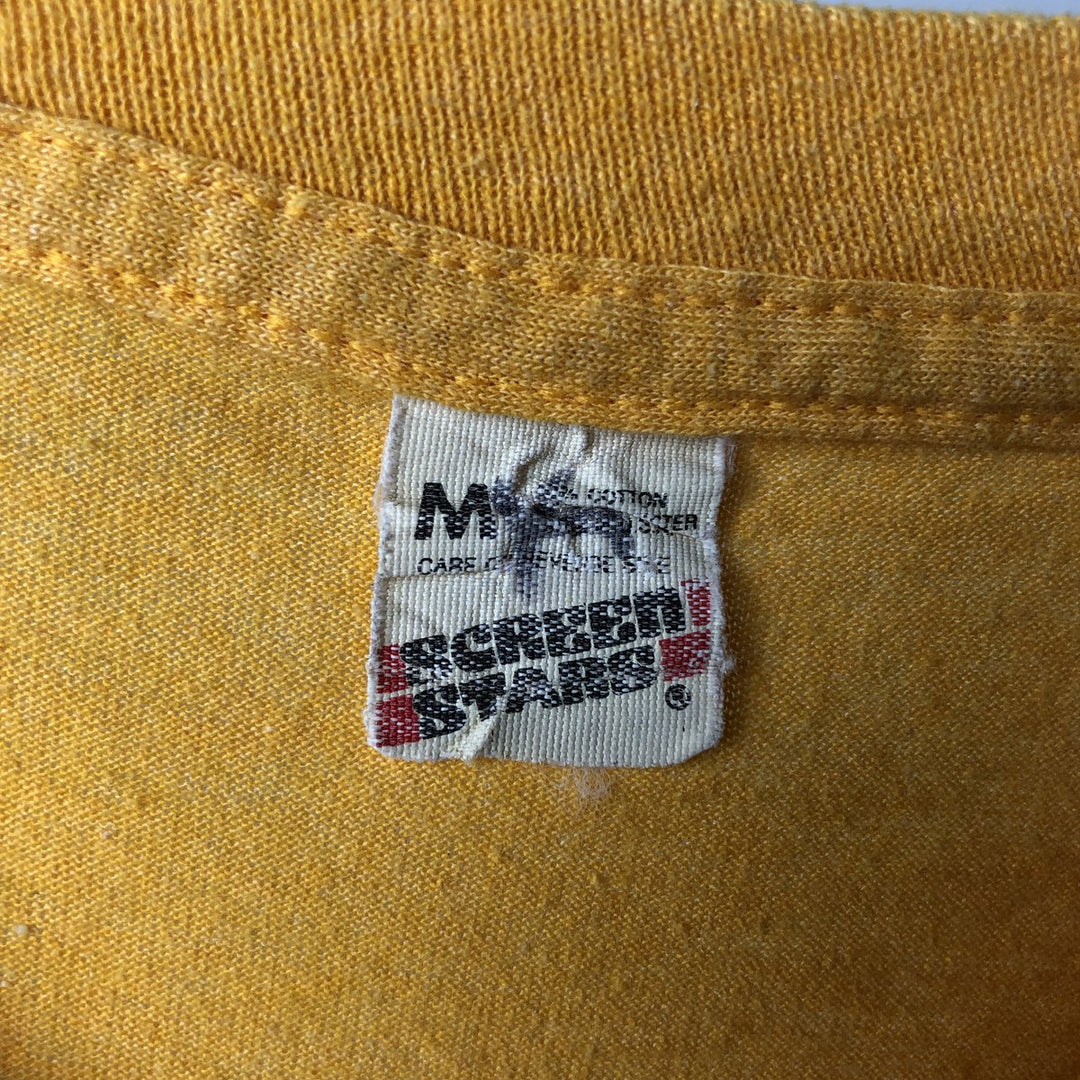 80'S SCREEN STARS Printed T-shirt Made in USA Men's M Vintage cotton yellow type Vintage Second Hand