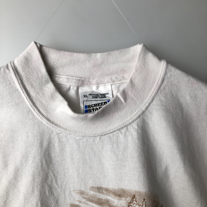 90'S Fruit of the Loom Screen Stars Print T-Shirt, Men's XL (approx.), Vintage cotton white type Vintage Second Hand