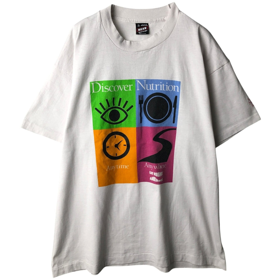 90'S Fruit of the Loom Best Printed T-shirt, Made in USA, Men's XL, Vintage cotton white type Vintage Second Hand
