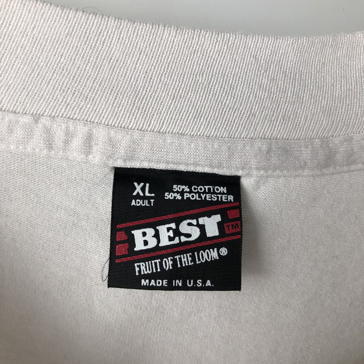 90'S Fruit of the Loom Best Printed T-shirt, Made in USA, Men's XL, Vintage cotton white type Vintage Second Hand