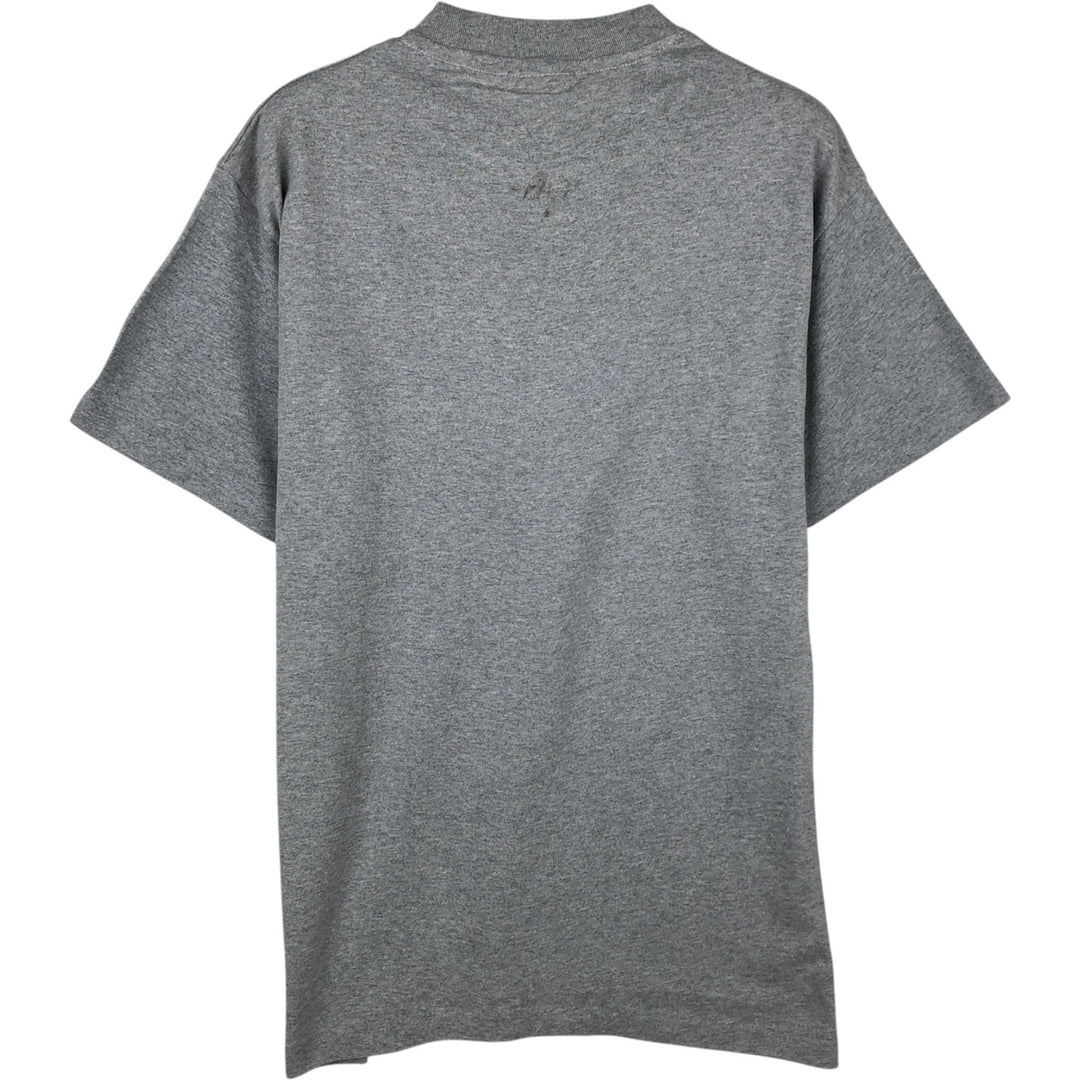 80'S Hanes Poly-Cotton Blue Tag Printed T-Shirt, Made in USA, Men's Size L (approx.), Vintage cotton gray type Vintage Second Hand