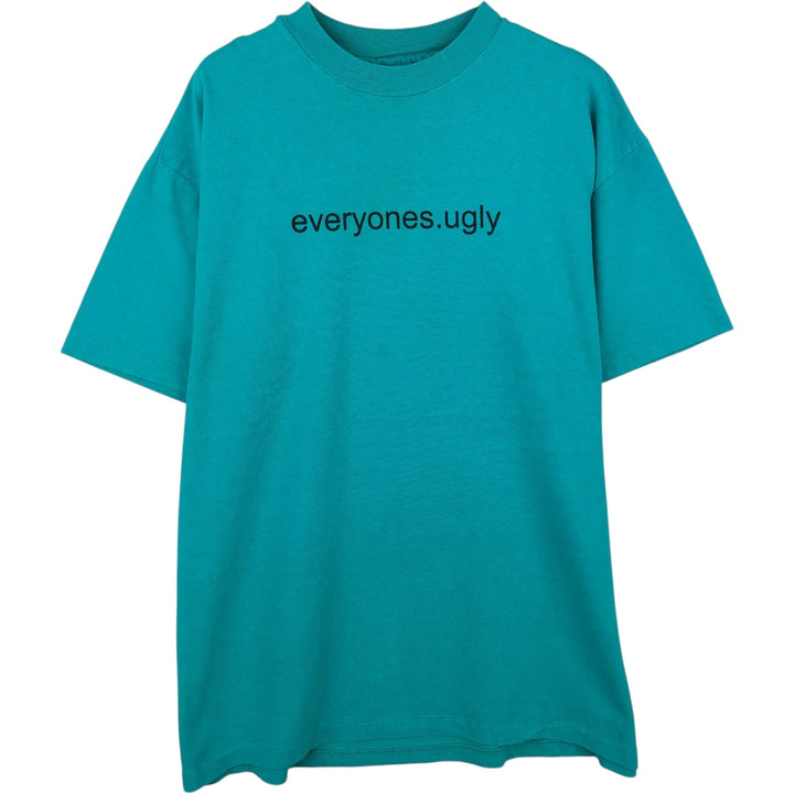 Vintage 80'S Hanes BEEFY-T Blue Tag Printed T-Shirt Made in USA Men's XL cotton turquoise blue Vintage Second Hand