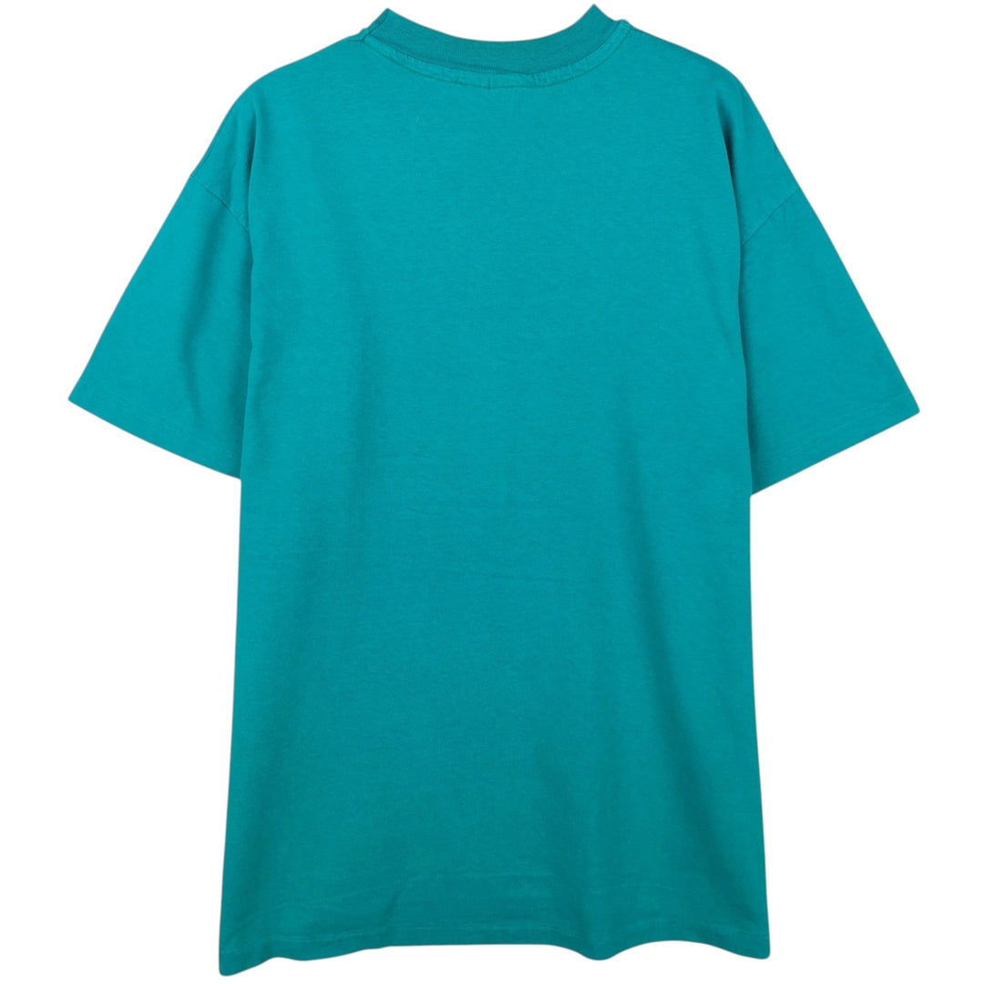 Vintage 80'S Hanes BEEFY-T Blue Tag Printed T-Shirt Made in USA Men's XL cotton turquoise blue Vintage Second Hand