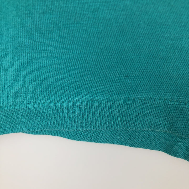 Vintage 80'S Hanes BEEFY-T Blue Tag Printed T-Shirt Made in USA Men's XL cotton turquoise blue Vintage Second Hand
