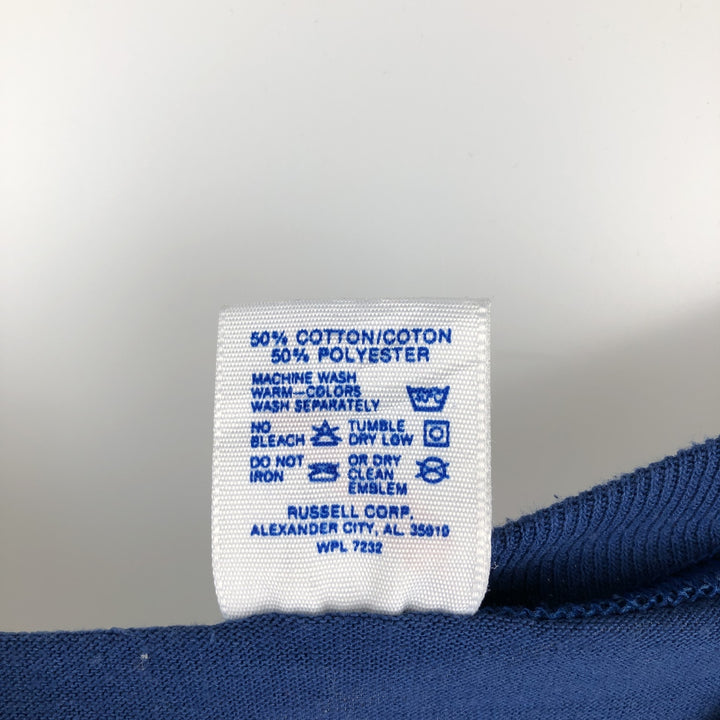 Vintage 80s-90'S Jerzees printed T-shirt, Made in USA, Men's Size L cotton blue type Vintage Second Hand