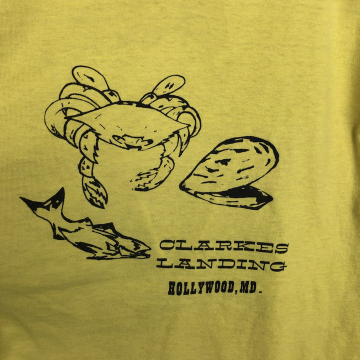90'S Screen Stars Best Print T-Shirt, Made in USA, Men's Size L (approx.), Double-Sided Print, Vintage cotton yellow type Vintage Second Hand
