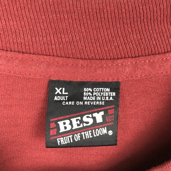 90'S Fruit of the Loom Best Printed T-shirt, Made in USA, Men's XL, Vintage cotton red type Vintage Second Hand