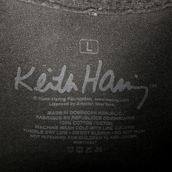 KEITH HARING Print T-Shirt, Men's Size L (approx.) cotton Charcoal Vintage Second Hand