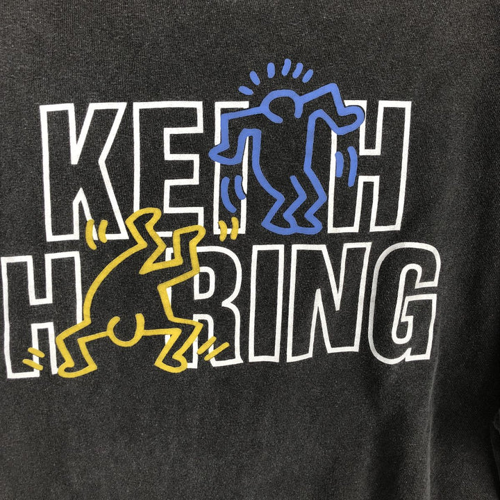 KEITH HARING Print T-Shirt, Men's Size L (approx.) cotton Charcoal Vintage Second Hand