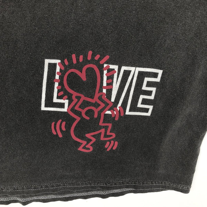 KEITH HARING Print T-Shirt, Men's Size L (approx.) cotton Charcoal Vintage Second Hand