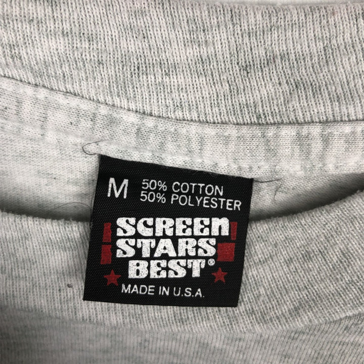 90'S Screen Stars Best Printed T-Shirt, Made in USA, Men's Size Medium, Vintage cotton pale white type Vintage Second Hand