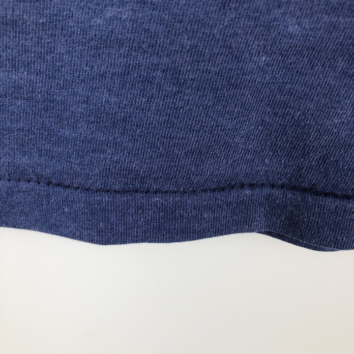 80'S Hanes FIFTY-FIFTY COMBED Orange Tag Printed T-Shirt, Made in USA, Men's Size L (approx.), Vintage polyester navy blue type Vintage Second Hand
