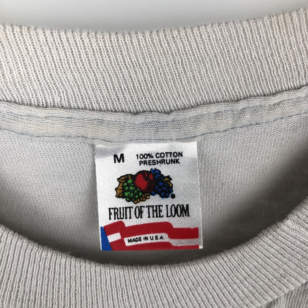 90'S Fruit of the Loom printed T-shirt, made in the USA, men's size M, vintage cotton gray type Vintage Second Hand