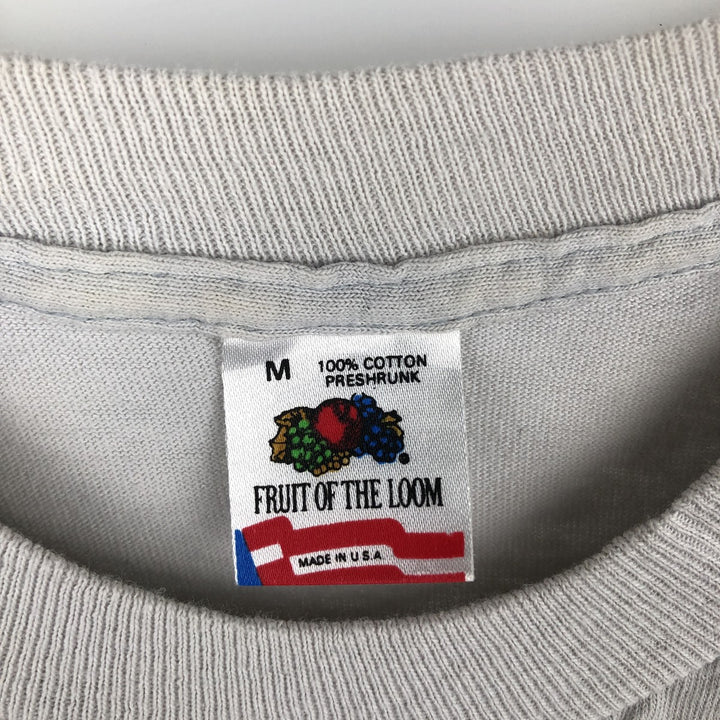 90'S Fruit of the Loom printed T-shirt, made in the USA, men's size M, vintage cotton gray type Vintage Second Hand