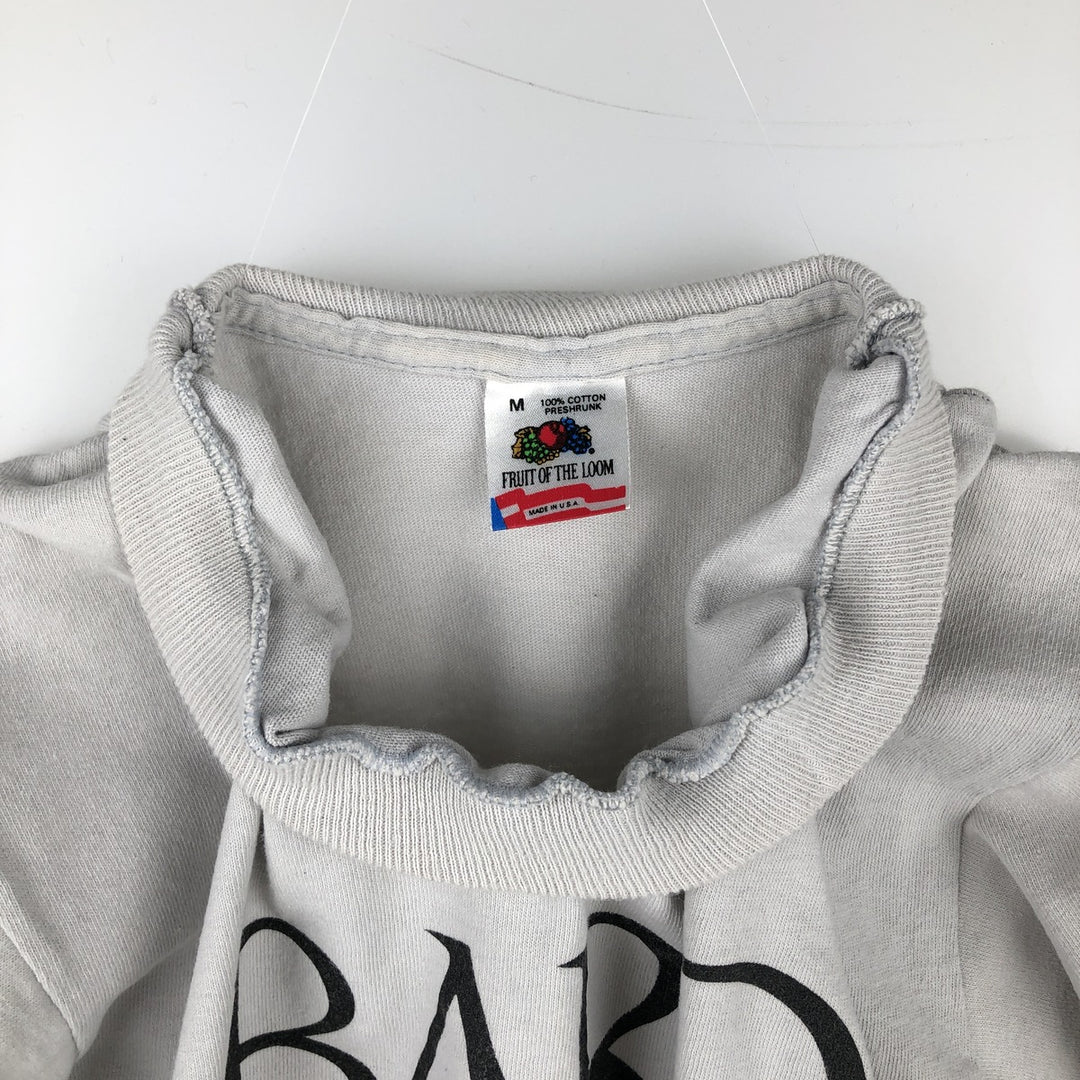 90'S Fruit of the Loom printed T-shirt, made in the USA, men's size M, vintage cotton gray type Vintage Second Hand