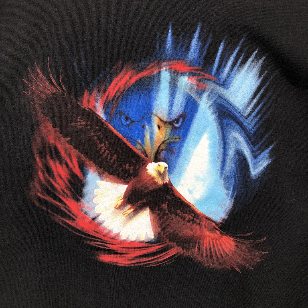 ~90'S Eagle Pattern Print T-Shirt, Men's Size M (Equivalent), Vintage unclear black type Vintage Second Hand