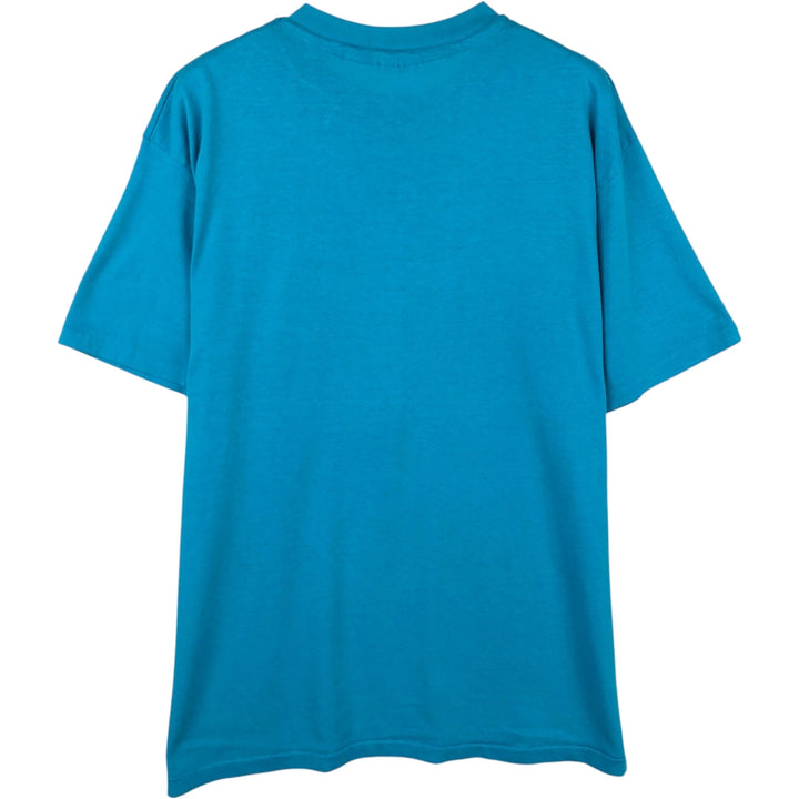 Vintage 1980'S Hanes Fifty-Fifty Blue Tag Print T-Shirt, Made in USA, Men's XL cotton Blue type light blue Vintage Second Hand