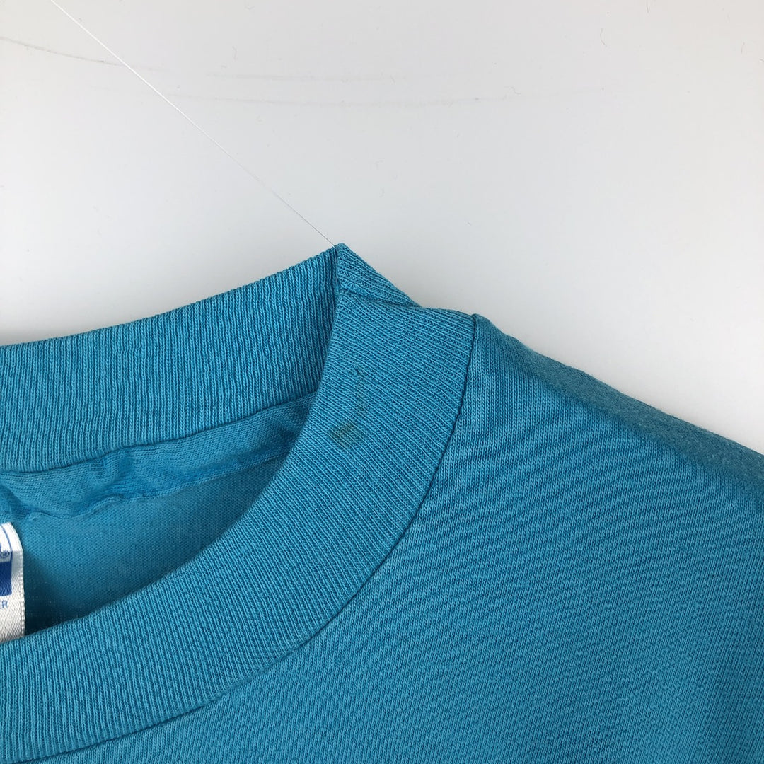 Vintage 1980'S Hanes Fifty-Fifty Blue Tag Print T-Shirt, Made in USA, Men's XL cotton Blue type light blue Vintage Second Hand
