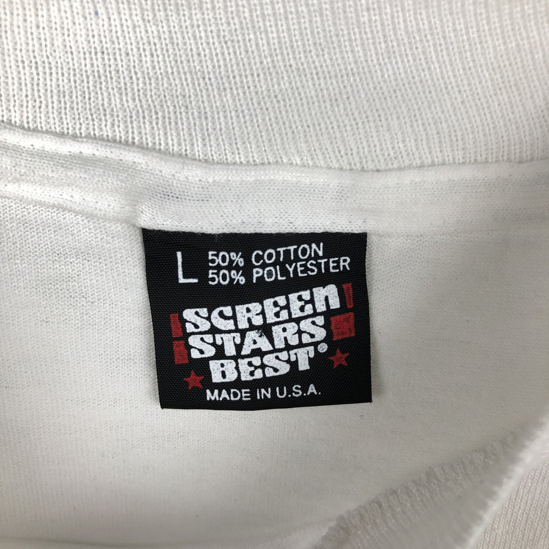 90'S Screen Stars Comic Relief Print T-Shirt, Made in USA, Men's Size L (approx.), Vintage cotton white type Vintage Second Hand