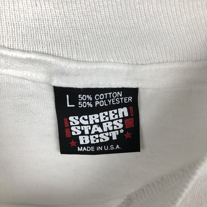 90'S Screen Stars Comic Relief Print T-Shirt, Made in USA, Men's Size L (approx.), Vintage cotton white type Vintage Second Hand