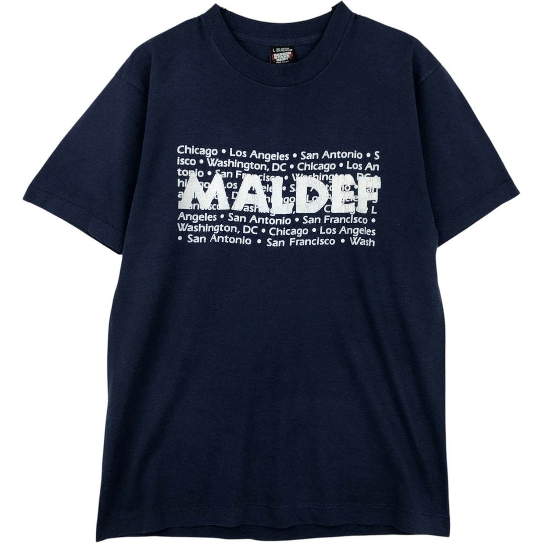 90'S Screen Stars Best Printed T-shirt Made in USA Men's L Vintage cotton navy blue type Vintage Second Hand