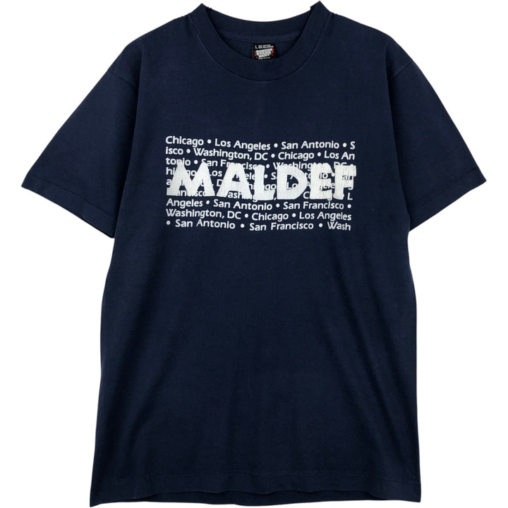 90'S Screen Stars Best Printed T-shirt Made in USA Men's L Vintage cotton navy blue type Vintage Second Hand