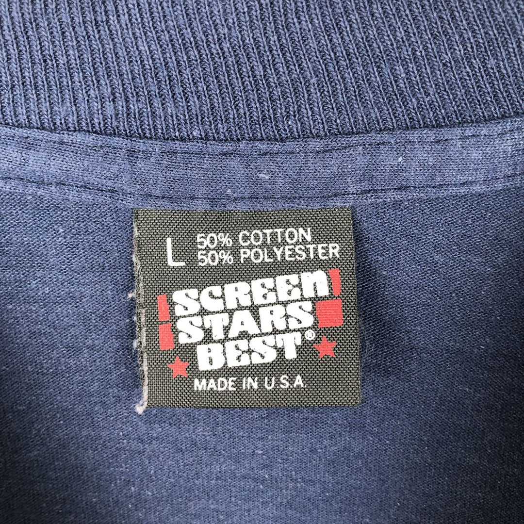 90'S Screen Stars Best Printed T-shirt Made in USA Men's L Vintage cotton navy blue type Vintage Second Hand