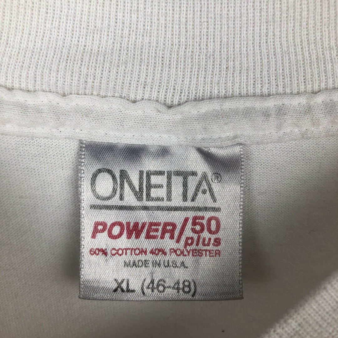 90'S ONEITA Printed T-shirt Made in USA Men's XL Vintage cotton white type Vintage Second Hand