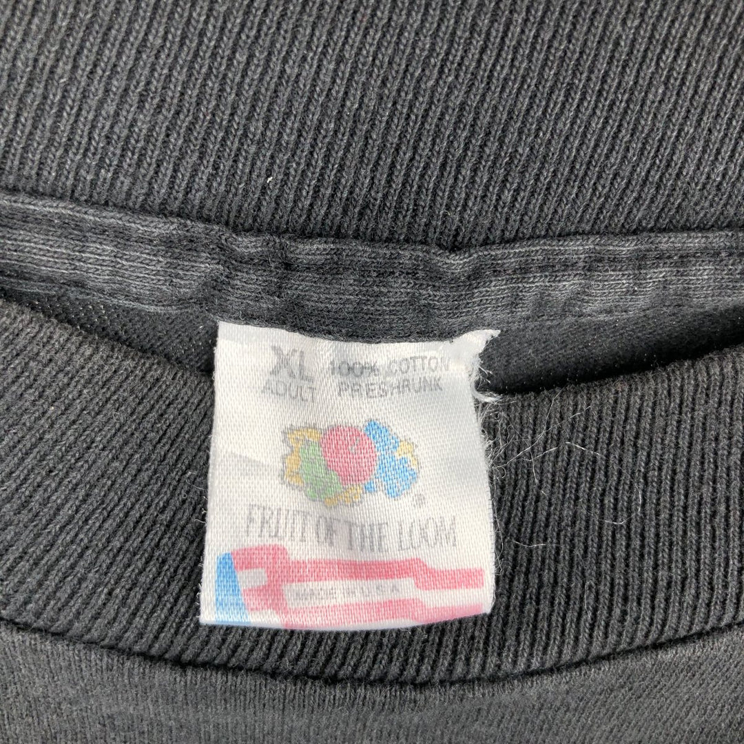 ~90'S Fruit of the Loom Print T-Shirt, Made in USA, Men's XL equivalent, Vintage cotton black type Vintage Second Hand