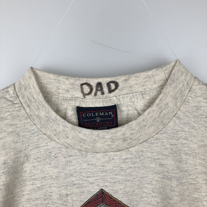 90'S Coleman Print T-Shirt, Made in USA, Men's XL equivalent, Vintage cotton Beige type Vintage Second Hand