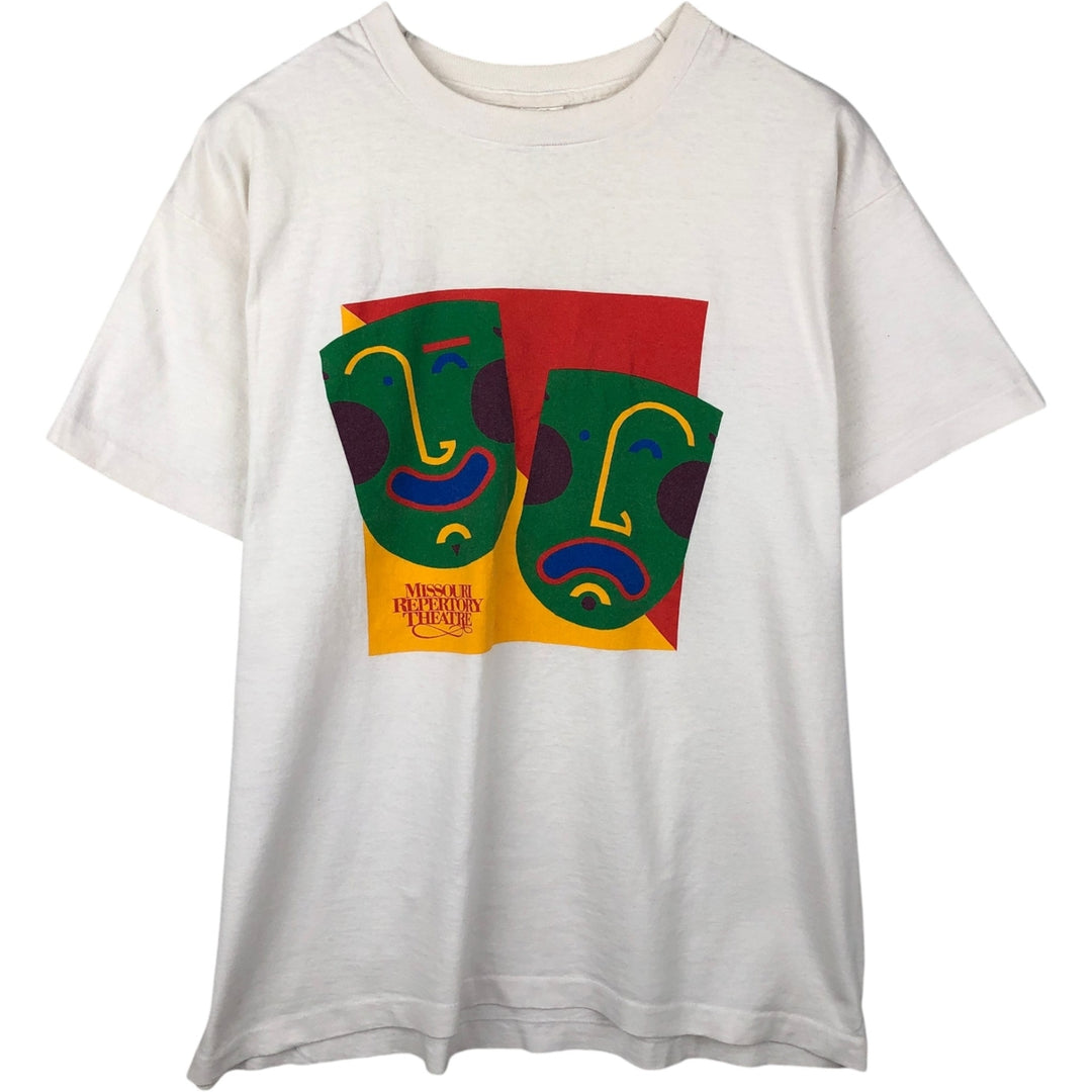 ~90'S Fruit of the Loom Print T-Shirt, Made in USA, Men's XL equivalent, Vintage cotton white type Vintage Second Hand