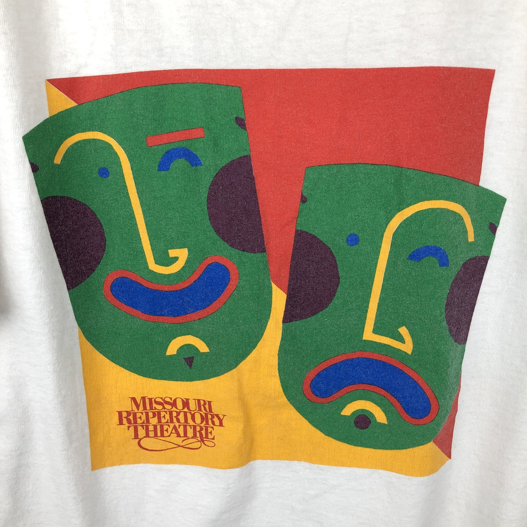 ~90'S Fruit of the Loom Print T-Shirt, Made in USA, Men's XL equivalent, Vintage cotton white type Vintage Second Hand