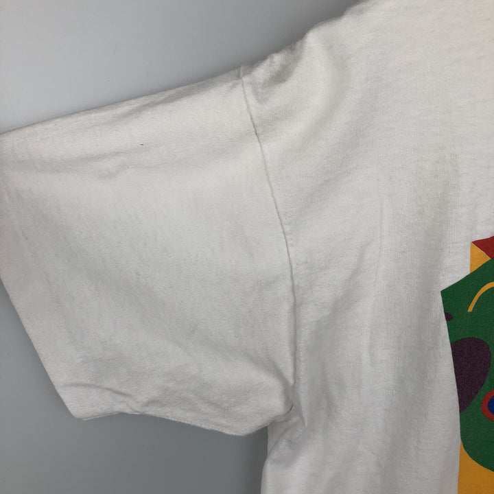 ~90'S Fruit of the Loom Print T-Shirt, Made in USA, Men's XL equivalent, Vintage cotton white type Vintage Second Hand