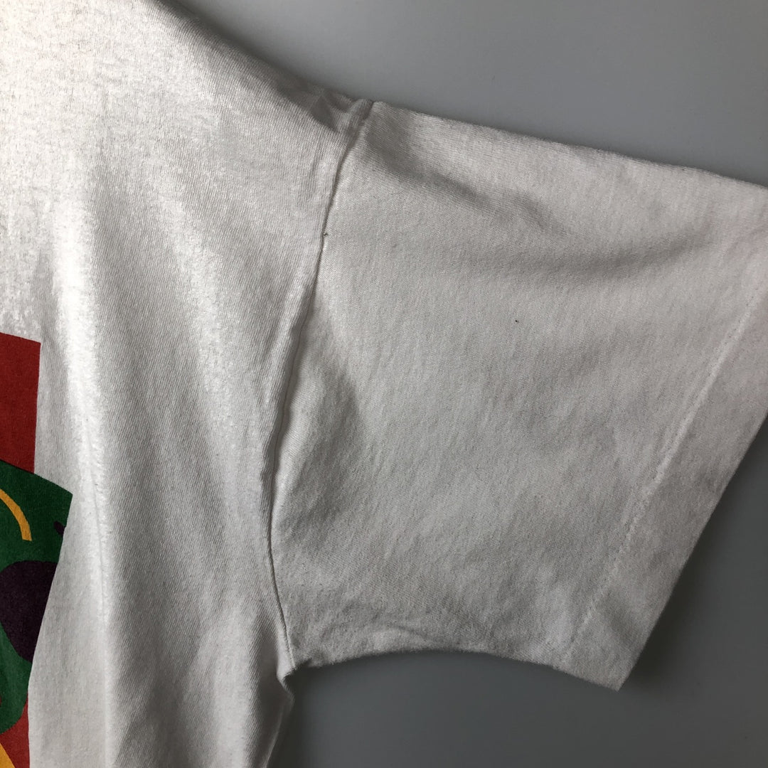 ~90'S Fruit of the Loom Print T-Shirt, Made in USA, Men's XL equivalent, Vintage cotton white type Vintage Second Hand