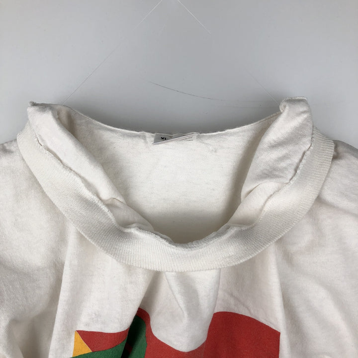~90'S Fruit of the Loom Print T-Shirt, Made in USA, Men's XL equivalent, Vintage cotton white type Vintage Second Hand