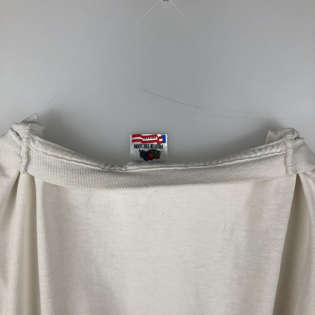 ~90'S Fruit of the Loom Print T-Shirt, Made in USA, Men's XL equivalent, Vintage cotton white type Vintage Second Hand