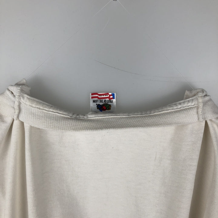 ~90'S Fruit of the Loom Print T-Shirt, Made in USA, Men's XL equivalent, Vintage cotton white type Vintage Second Hand